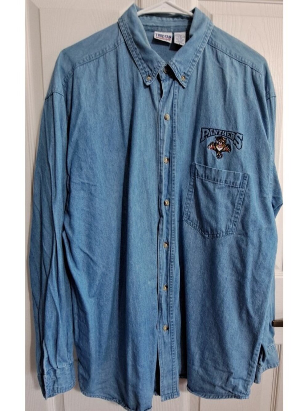True-Fan Sportswear Men's Denim Florida Panthers Button-Down Shirt Blue - Picture 1 of 7